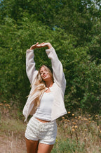 Bradley Contrast Sherpa Button-up Jacket in Cream