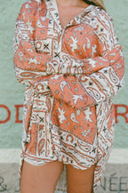 Jada Western Bandana Button-up Top in Burnt Orange