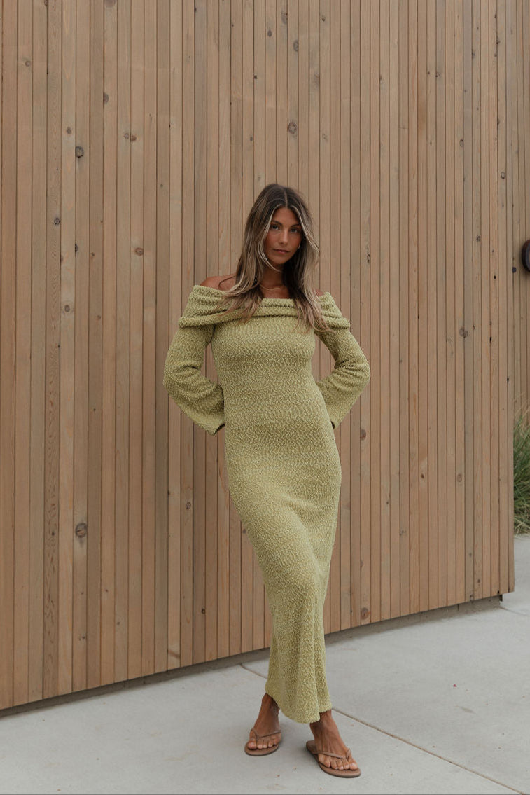 Nora Knit Maxi Dress in Dusty Lime - Bump Friendly *Final Sale*