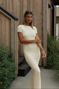 The Charlie Ribbed Maxi Dress in Butter Yellow - Bump Friendly