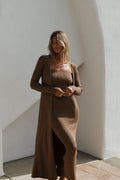 Lina Two Piece Dress Set in Taupe - Bump Friendly & Inclusive Sizing
