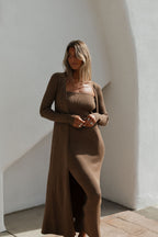 Lina Two Piece Dress Set in Taupe - Bump Friendly & Inclusive Sizing