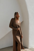 Lina Two Piece Dress Set in Taupe - Bump Friendly & Inclusive Sizing