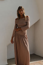 Lennox Long Sleeve Maxi Dress in Taupe - Bump Friendly *Final Sale*