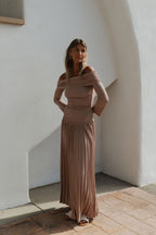 Lennox Long Sleeve Maxi Dress in Taupe - Bump Friendly *Final Sale*