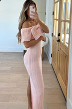Aston Bow Front Maxi Sweater Dress in Pinkish Petal – Bump Friendly & Inclusive Sizing (XS-3XL) *12/19 PRE-ORDER*