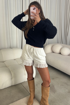 Leona Button Front Sweater in Navy/Grey *Final Sale*