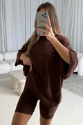 All Weekend Long Set - Short Sleeves - in Brown