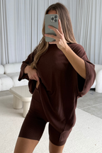 All Weekend Long Set - Short Sleeves - in Brown