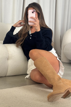 Leona Button Front Sweater in Navy/Grey *Final Sale*