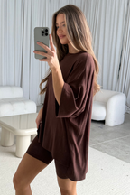 All Weekend Long Set - Short Sleeves - in Brown