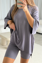 All Weekend Long Set - Short Sleeves - in Slate