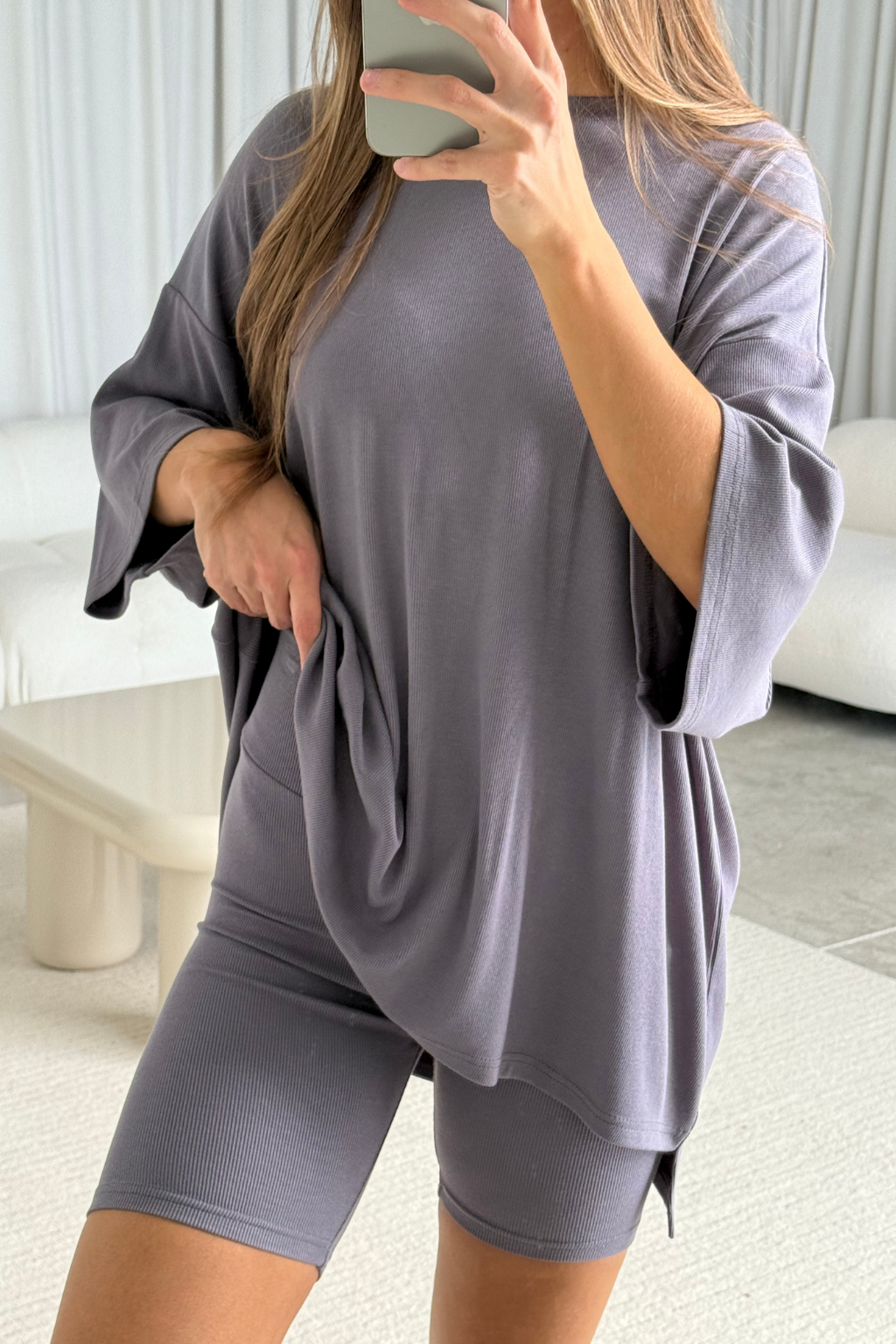 All Weekend Long Set - Short Sleeves - in Slate