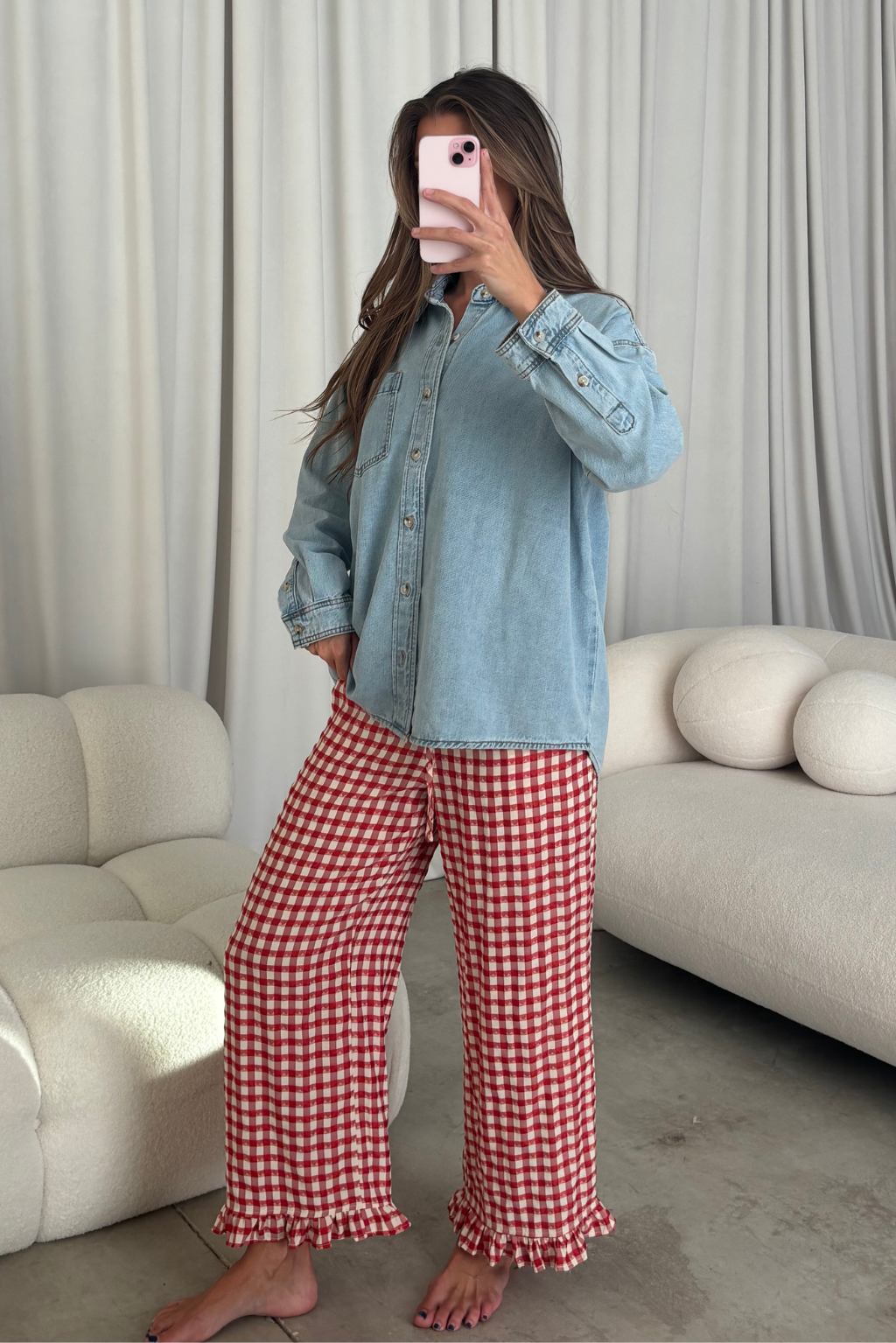 Sevyn 100% Cotton Washed Button-up Shirt in Light Denim