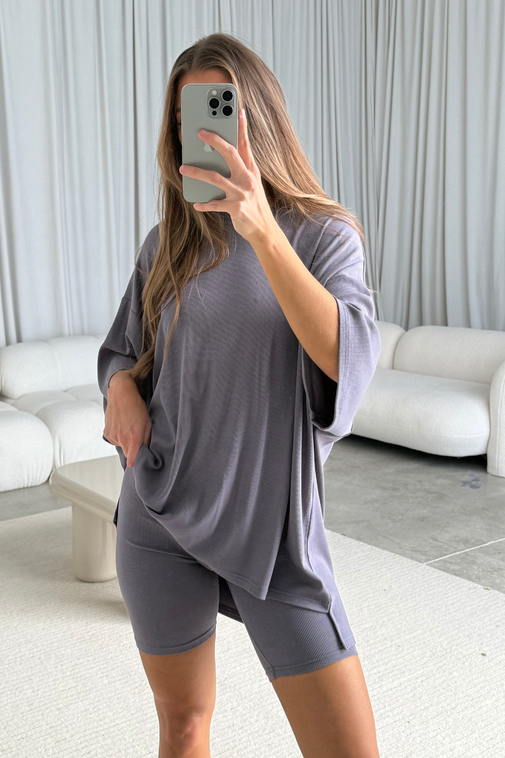 All Weekend Long Set - Short Sleeves - in Slate