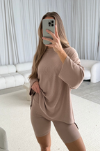 All Weekend Long Set - Short Sleeves- in Biscotti