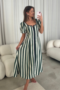 Lois Bold Striped Midi Dress in Green