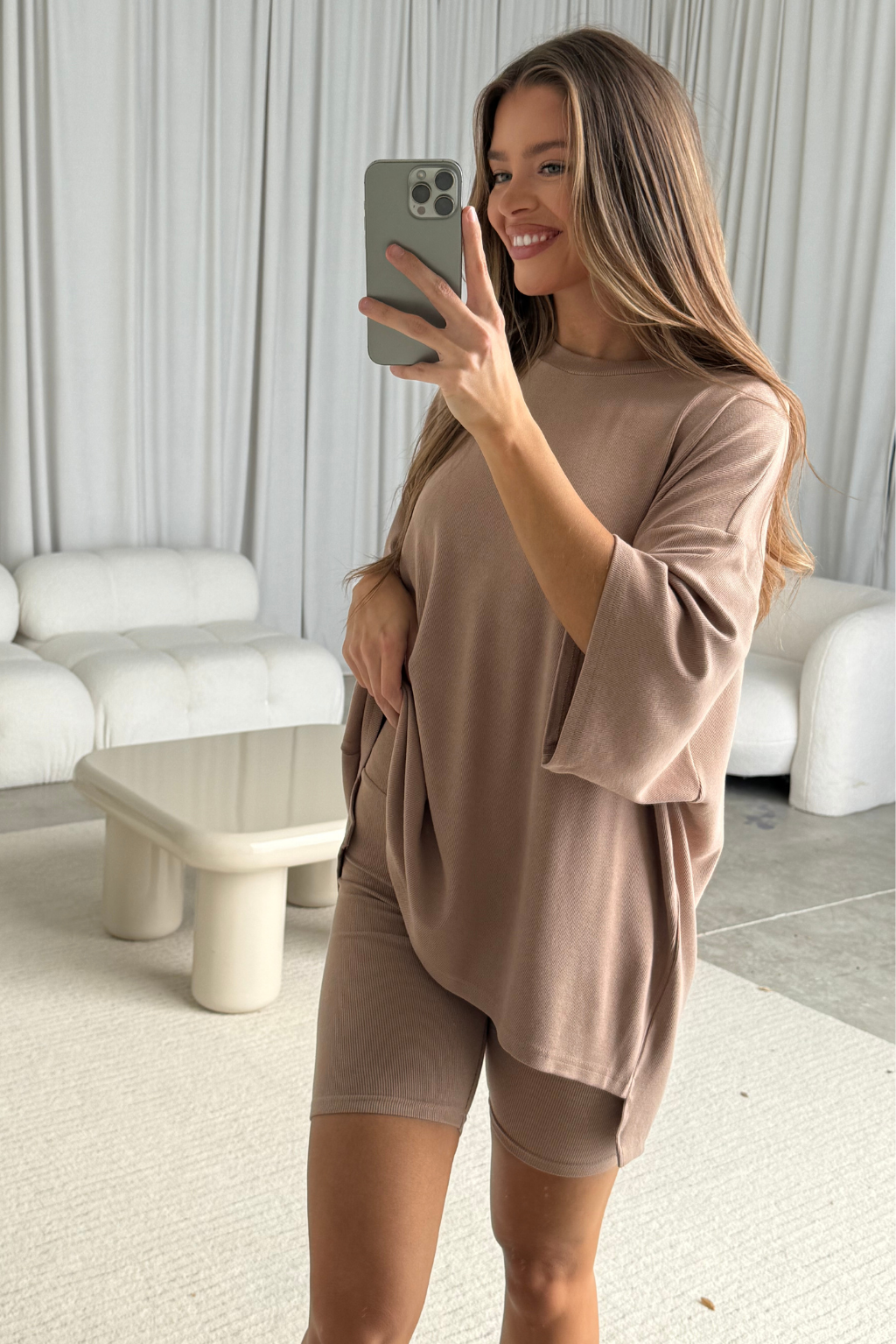 All Weekend Long Set - Short Sleeves- in Biscotti