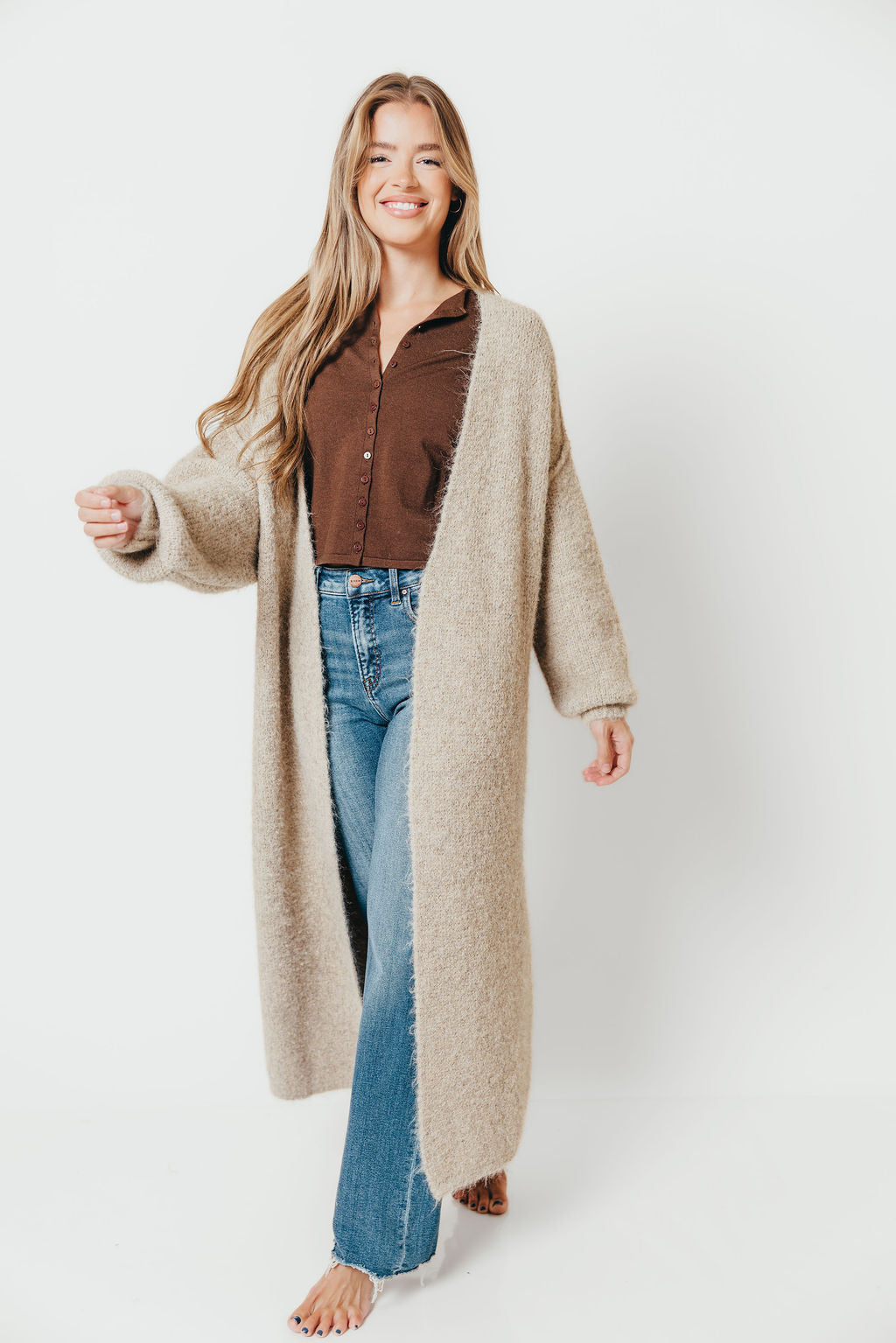 Amelia Oversized Longline Cardigan in Oatmeal