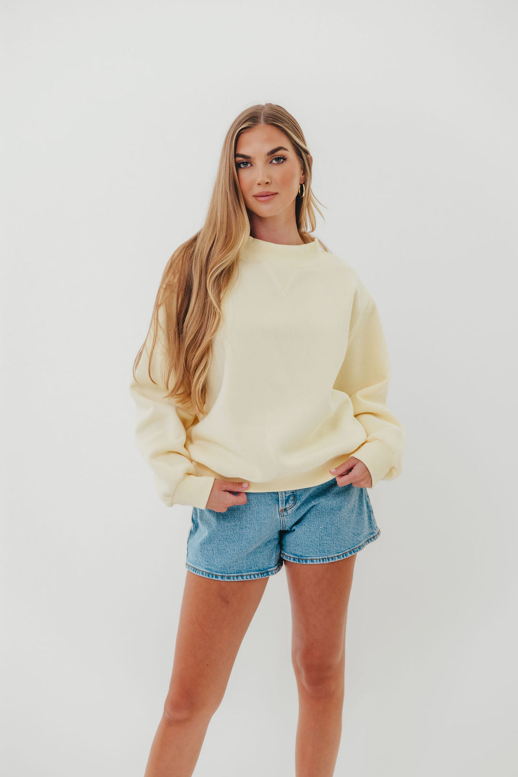 Scout Wide Neck Fleece Sweatshirt in Butter *Final-Sale*