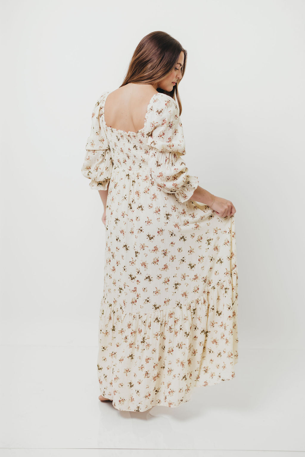 Emerson Maxi Dress with Long Sleeves in Ivory