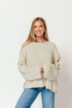 Scarlett Relaxed Boatneck Sweater in Oatmeal