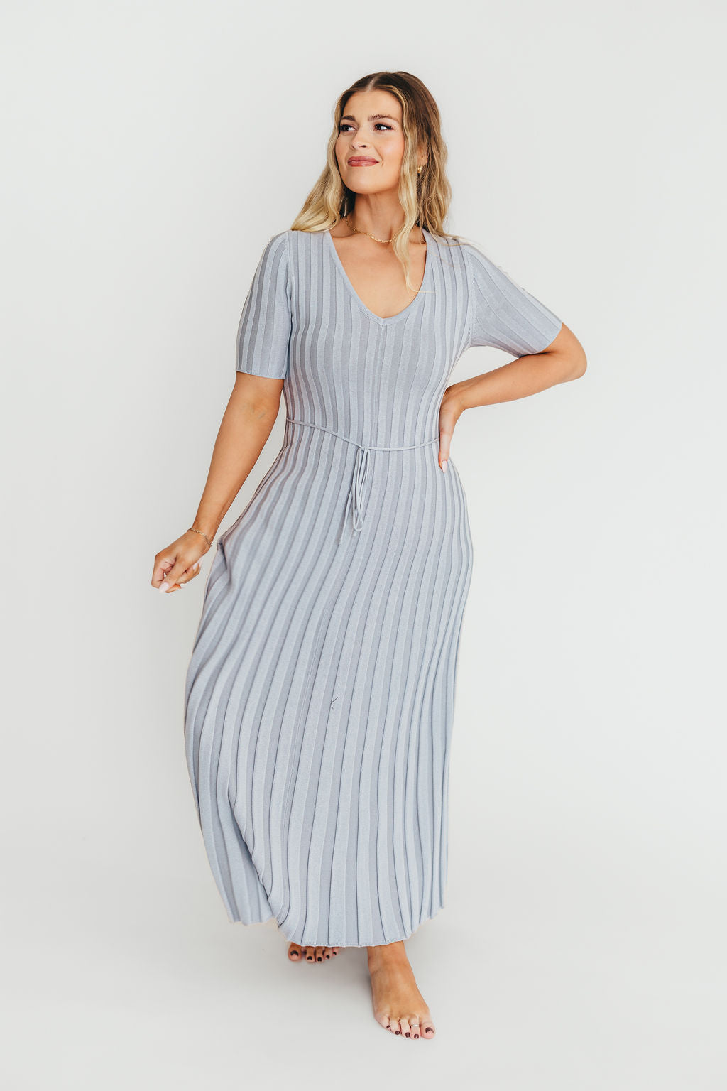 Oakley Ribbed Maxi Dress in Light Blue - Bump Friendly *Final-Sale*