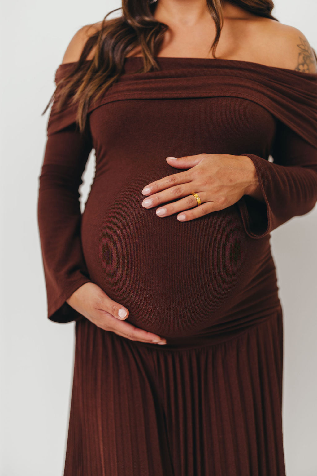 Lennox Long Sleeve Maxi Dress in Brown - Bump Friendly *Final Sale*