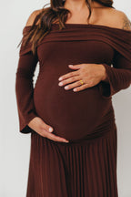 Lennox Long Sleeve Maxi Dress in Brown - Bump Friendly *Final Sale*