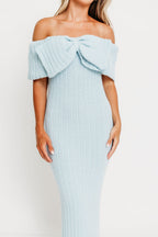 Aston Bow Front Maxi Sweater Dress in Ice Metal– Bump Friendly & Inclusive Sizing (S-3XL) *12/19 PRE-ORDER*