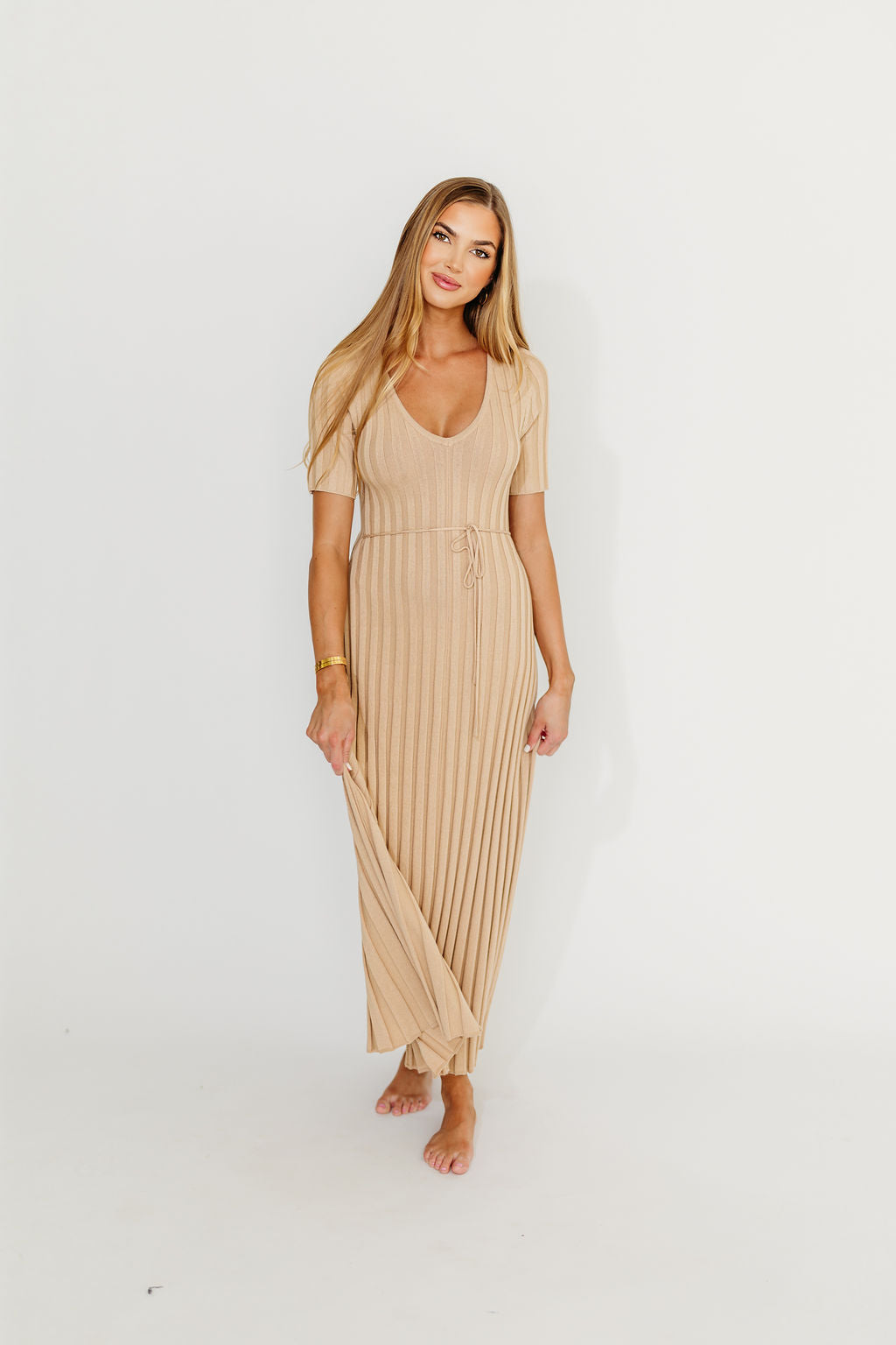 Oakley Ribbed Maxi Dress in Taupe - Bump Friendly *Final-Sale* *Final Sale*