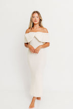 Aston Bow Front Maxi Sweater Dress in Ivory– Bump Friendly & Inclusive Sizing (S-3XL) - Restocking in Jan