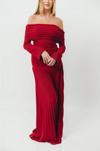 Lennox Long Sleeve Maxi Dress in Red - Bump Friendly *Final Sale*