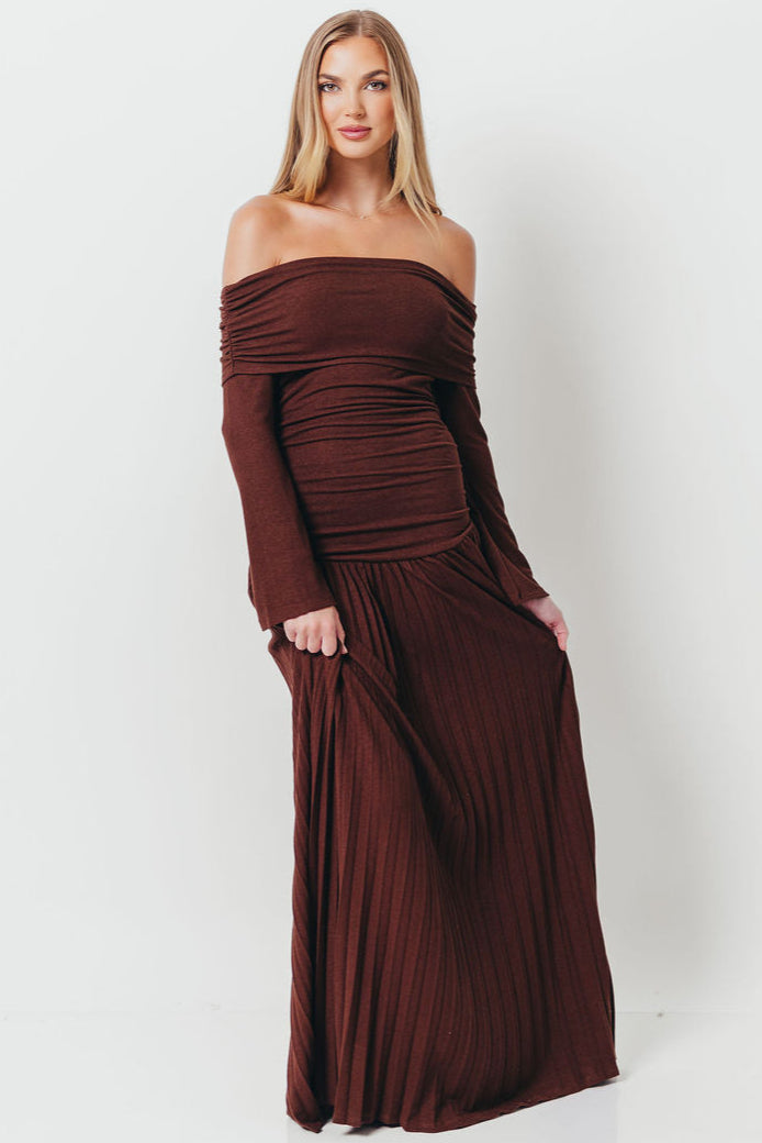Lennox Long Sleeve Maxi Dress in Brown - Bump Friendly *Final Sale*