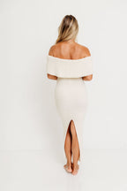 Aston Bow Front Maxi Sweater Dress in Ivory– Bump Friendly & Inclusive Sizing (S-3XL) - Restocking in Jan