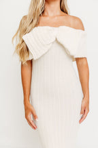 Aston Bow Front Maxi Sweater Dress in Ivory– Bump Friendly & Inclusive Sizing (S-3XL) - Restocking in Jan