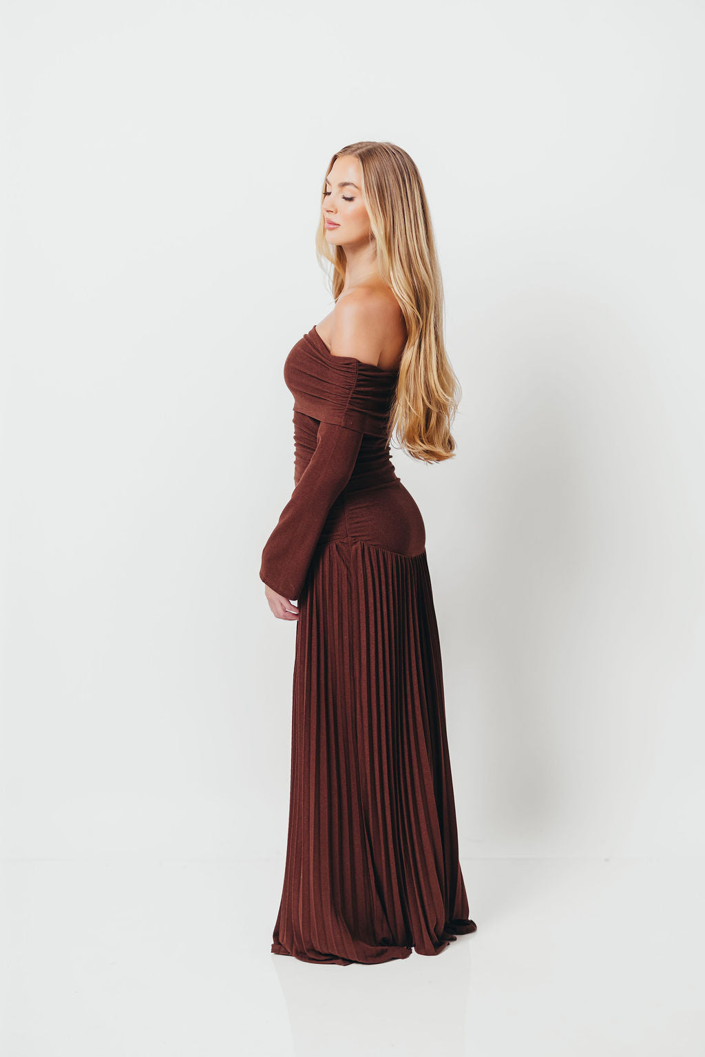 Lennox Long Sleeve Maxi Dress in Brown - Bump Friendly *Final Sale*