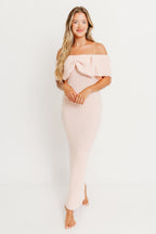 Aston Bow Front Maxi Sweater Dress in Pinkish Petal – Bump Friendly & Inclusive Sizing (XS-3XL) *12/19 PRE-ORDER*