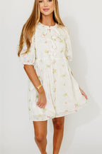 Saylor Floral Dress in White Pink *Final-Sale*