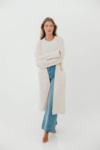 Rachel Longline Sweater Cardigan in Ecru