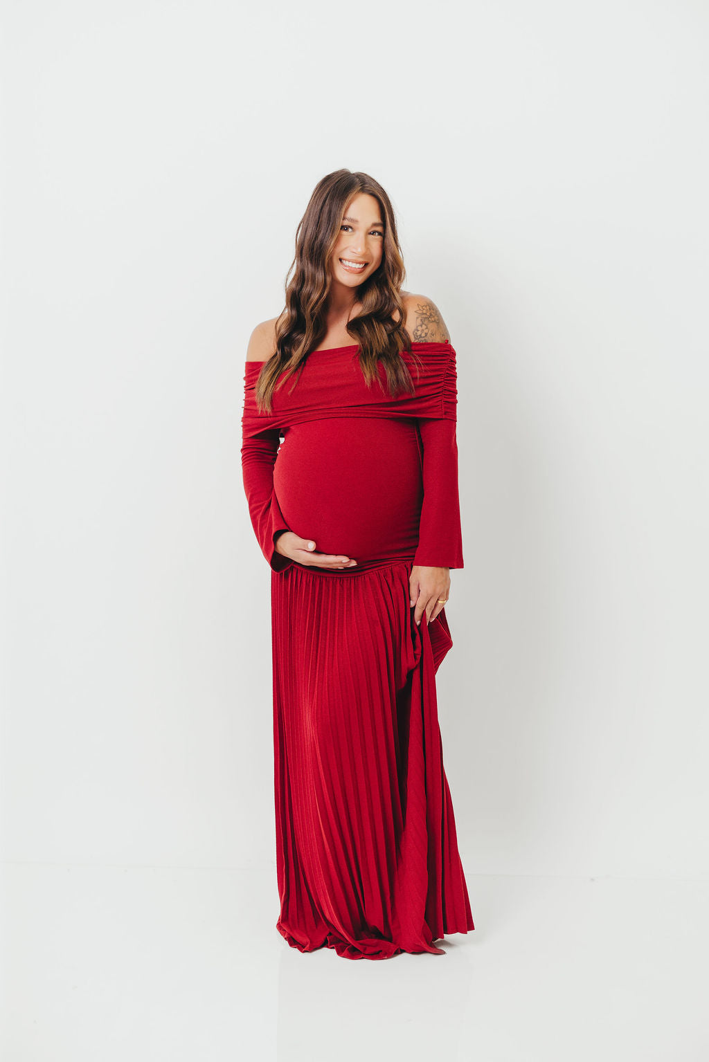 Lennox Long Sleeve Maxi Dress in Red - Bump Friendly *Final Sale*