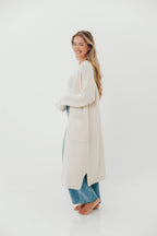 Rachel Longline Sweater Cardigan in Ecru