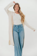 Rachel Longline Sweater Cardigan in Ecru