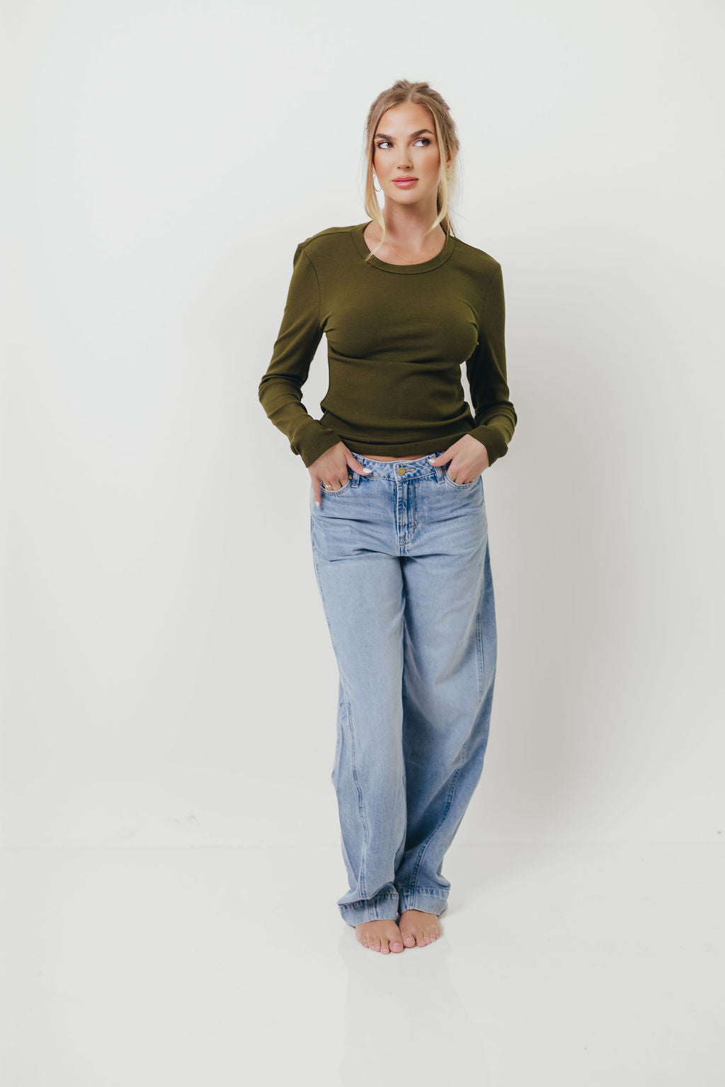 Kathy Long Sleeve Tee in Olive