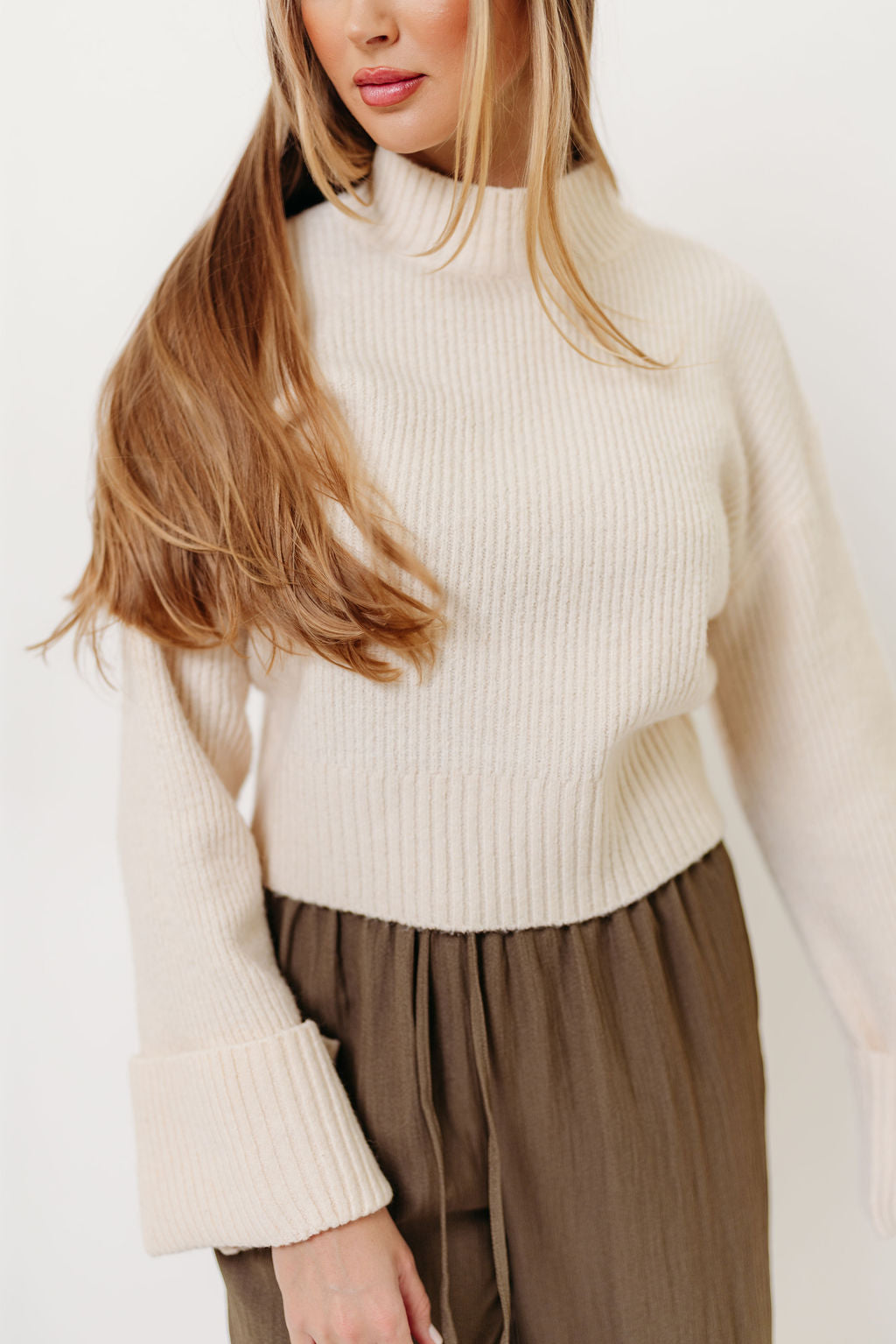 Freida Mock-Neck Sweater in Cream *Final Sale*