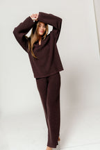Reid Knit Drawstring Sweater Pants in Chocolate