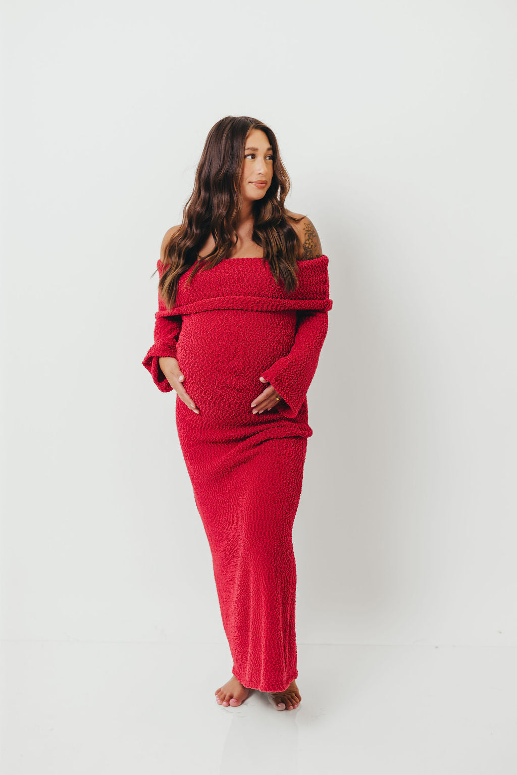 Nora Knit Maxi Dress in Muted Red - Bump Friendly *Final Sale*