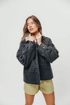 Ember Contrast Collar Utility Jacket in Charcoal