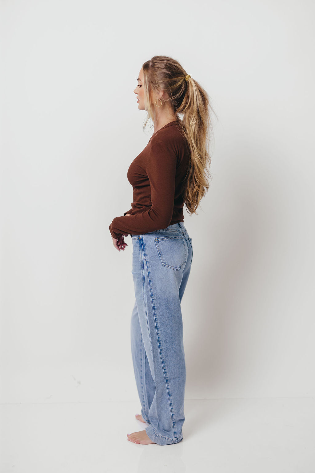 Kathy Long Sleeve Tee in Brown *Final Sale*