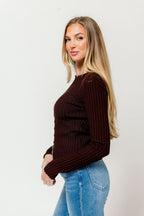 Demi Slim Fit Knit Top in Brown